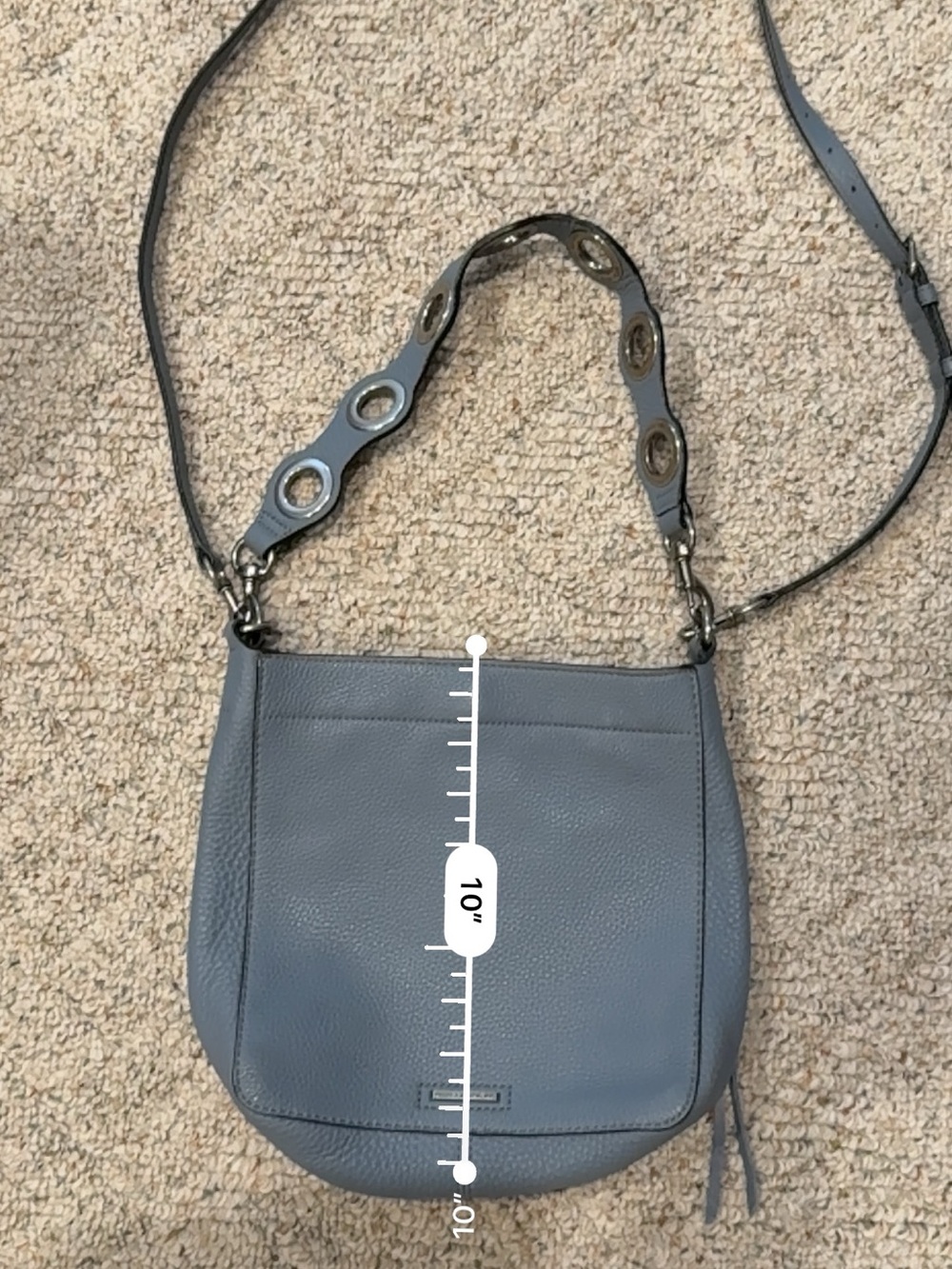 Rebecca Minkoff purse, Crossbody, Blue Pebbled Leather Studded Shoulder Bag - Picture 7 of 8